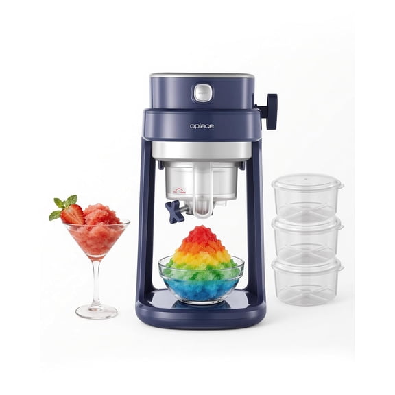Shaved Ice Machine for Home,One-Press Operation Electric Snow Cone Maker with Blade Adjustment Slushies, Bingsu, Frozen Desserts, Fast Crushing, Easy Lock, 3 Molds Included (Blue)