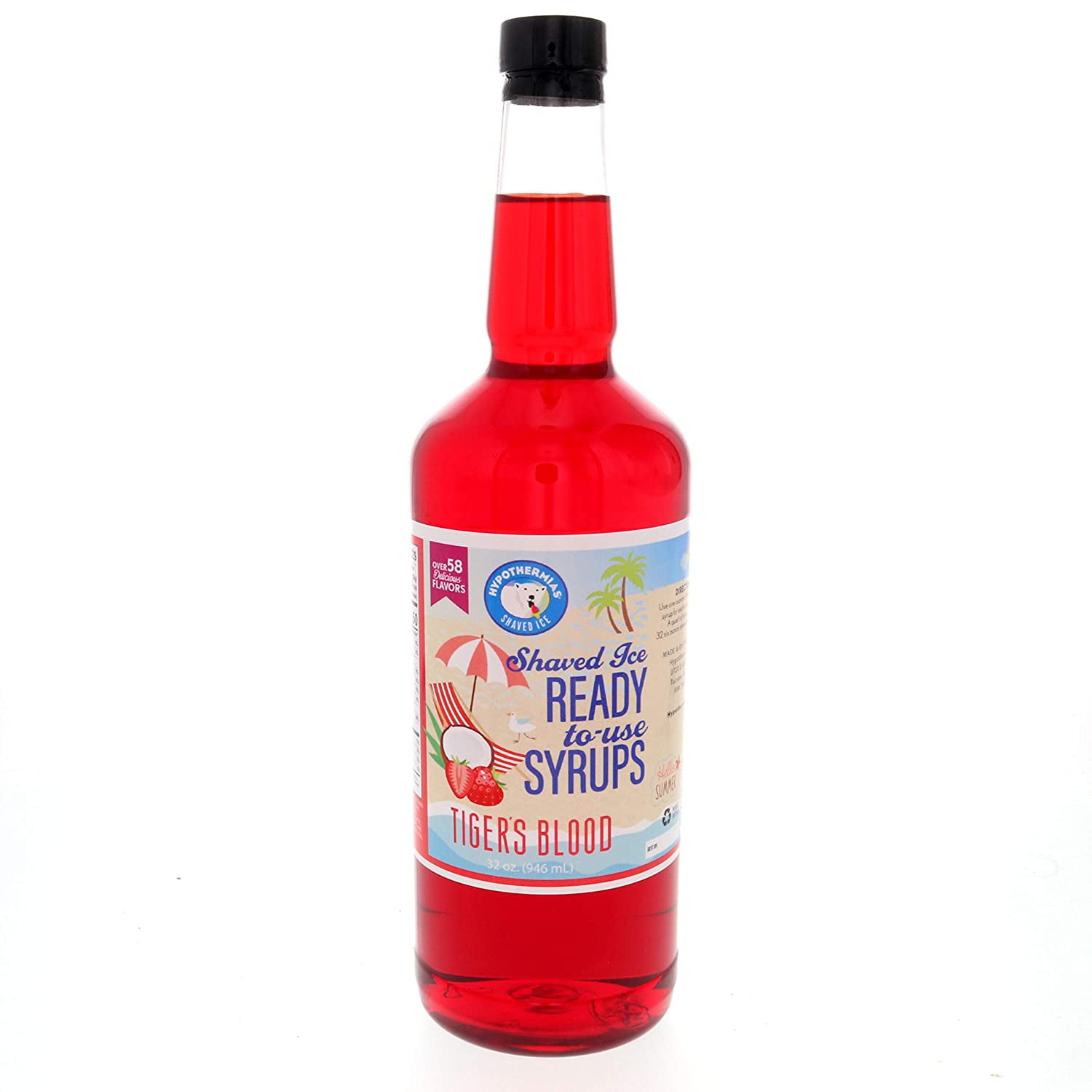 Shaved Ice & Snow Cone Syrup BPAFree Recyclable Plastic Bottle Quart