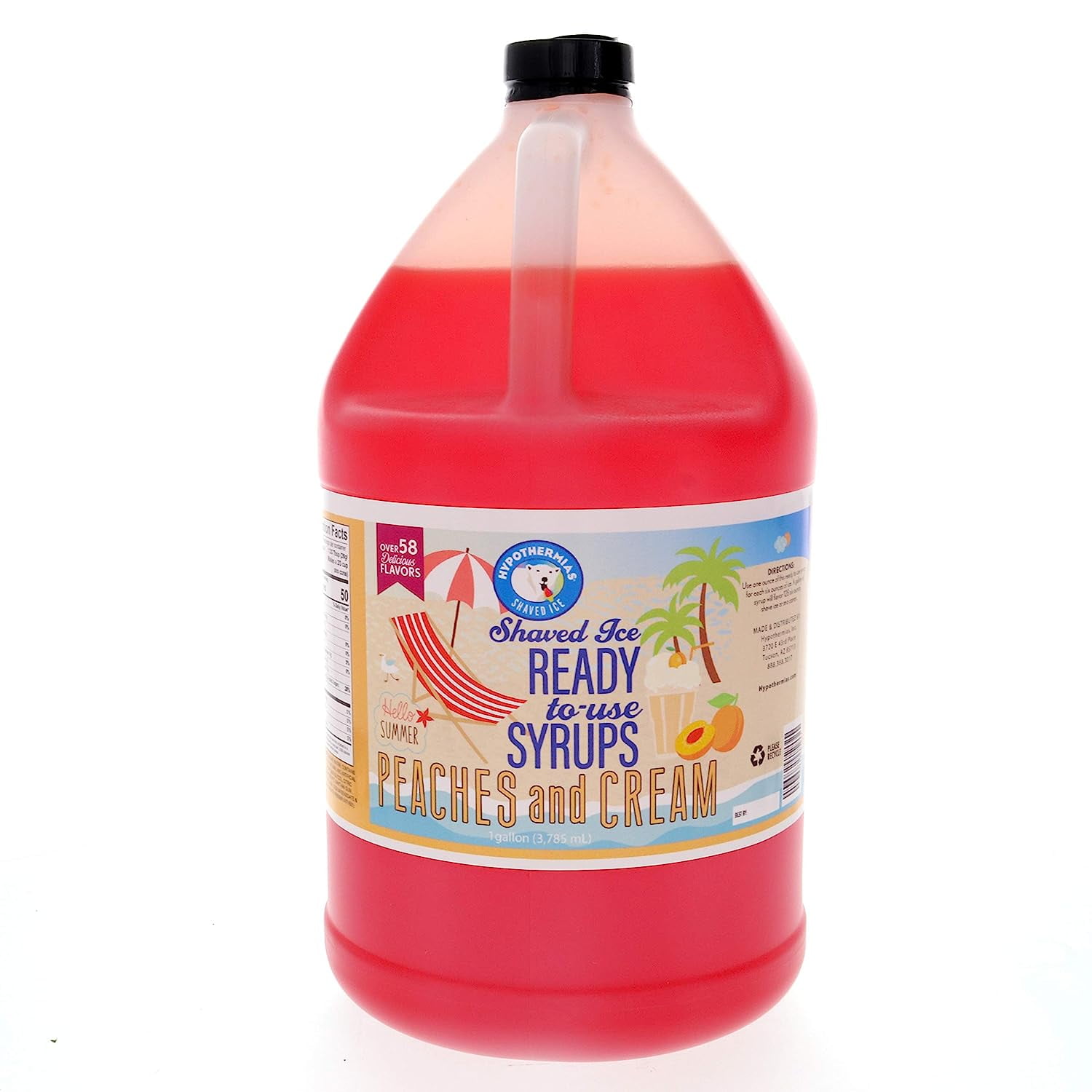 Shaved Ice & Snow Cone Syrup Gallon (128 fl. oz) Peaches and Cream Made with NonGMO 100