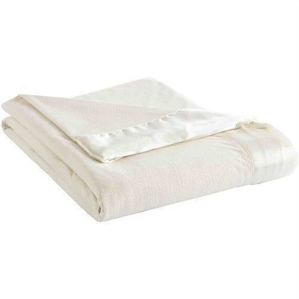 Ivory King Micro Flannel Fleece Sheet Blanket with Satin Trim