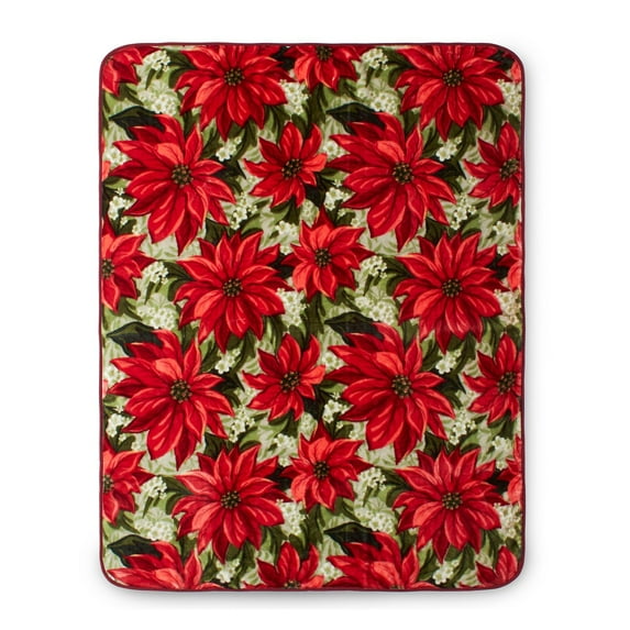 Shavel Home Products Hi Pile Luxury Oversized Throw Poinsettia