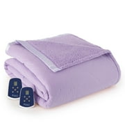 Shavel Home Products Micro Flannel® Reverse to Sherpa Electric Blanket, Queen, Amethyst