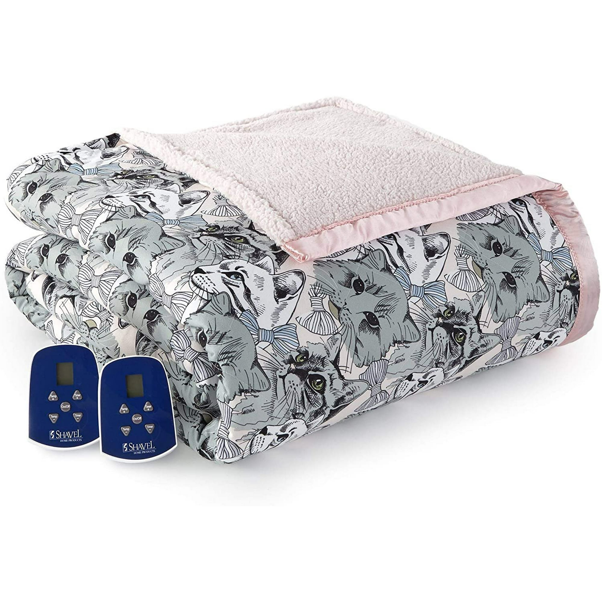 Shavel Home Products Micro Flannel® Reverse to Sherpa Electric Blanket,  Queen, Cat Collage - Walmart.com