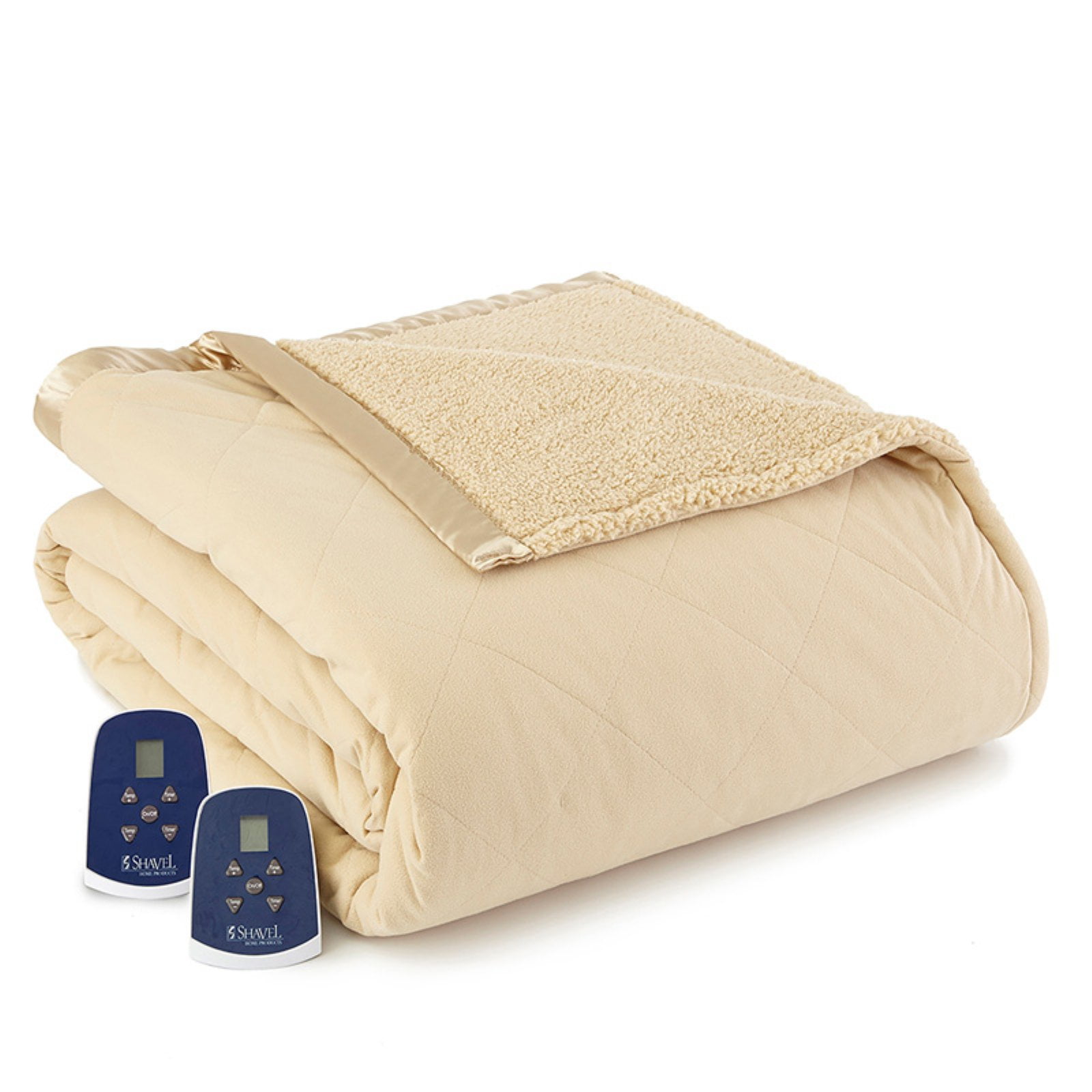 Shavel Home Products Micro Flannel® Reverse to Sherpa Electric Blanket, Twin, Chino