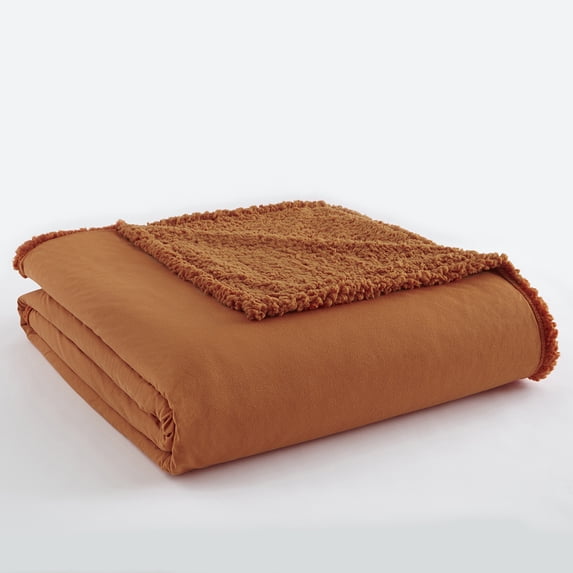 Shavel Home Products Micro Flannel ® Reversible Sherpa Blanket, Full/Queen, Spice