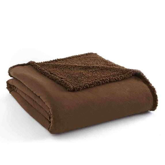 Shavel Home Products Micro Flannel ® Reversible Sherpa Blanket, King, Chocolate