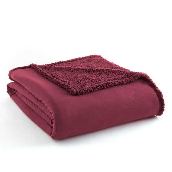 Shavel Home Products Micro Flannel ® Reversible Sherpa Blanket, King, Wine