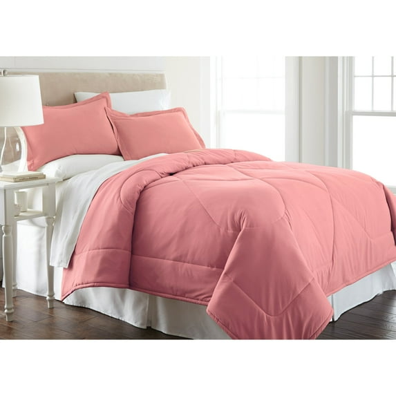 Shavel Micro Flannel Reversible Super Soft Comforter Mini Set - Twin Comforter 66x90" 1-Sham 20x30" - Frosted Rose