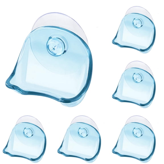 Shaver Holder Suction Hook - Bathroom Razor Organizer - Adhesive Shower Hanger - Light Blue 5-Pack