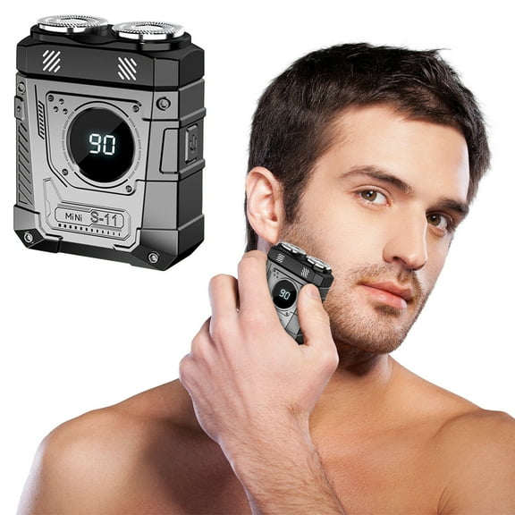 Shaver, Men's Portable Mini Dual-Blade Washable Shaver, Waterproof Dry/Wet, High Speed Motor for Fast Shaving, Digital Display, USB Rechargeable