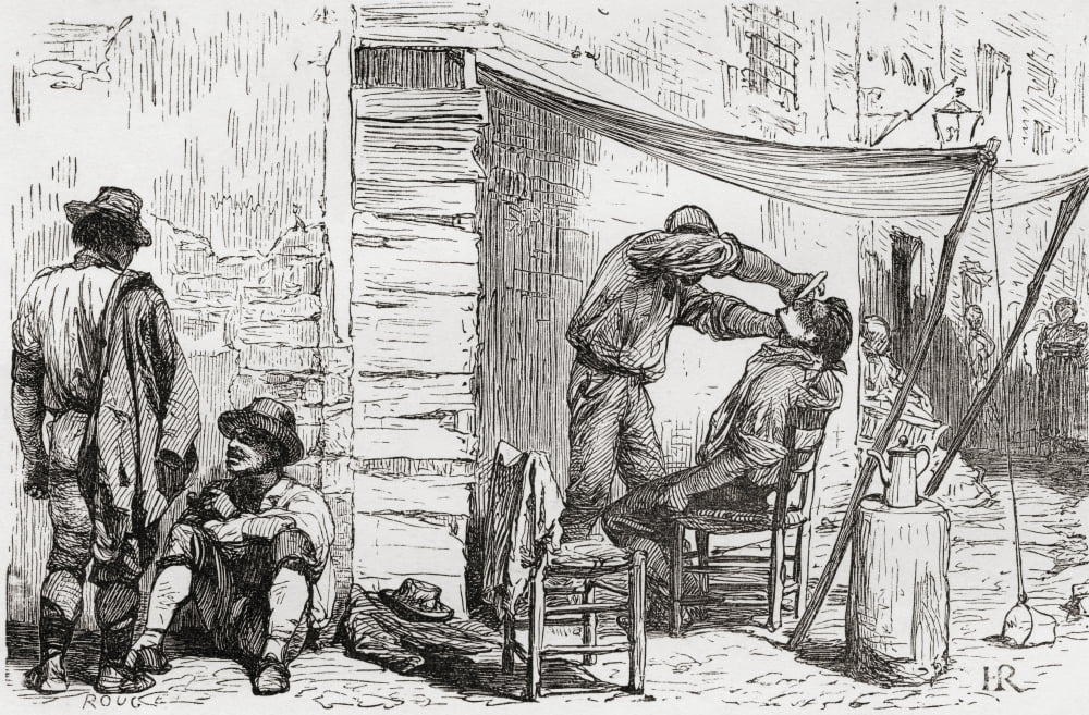 Shaving Al Fresco In Italy In The Late Nineteenth Century From Italian Pictures Published 1895 Canvas Art - Ken Welsh Design Pics (19 x 12)