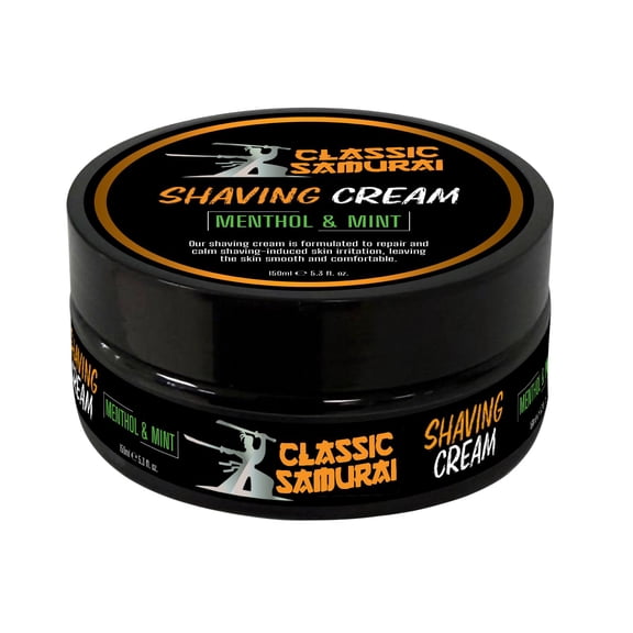 Classic Samurai Shaving Cream, Menthol & Mint, 150ml, Repairs and Calms Skin Irritation