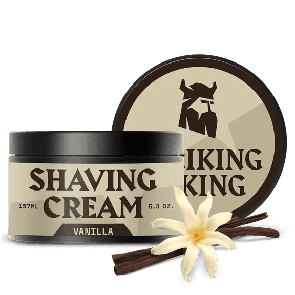 Striking Viking Shaving Cream for Men  Vanilla Scent, Moisturizing, Sensitive Skin, 5.3 oz