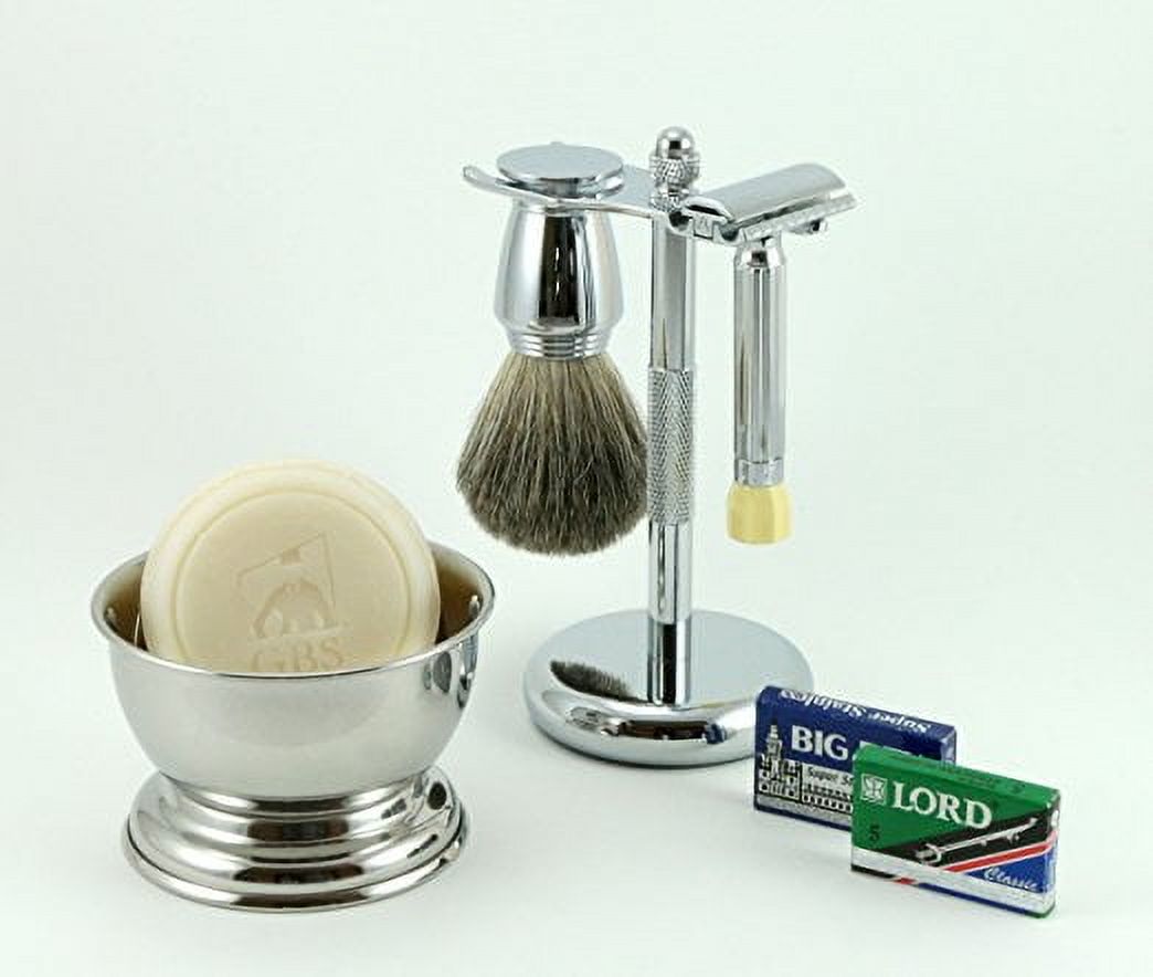 Shaving Gift Set with Merkur 500 Progress Safety Razor, Bowl, GBS Shaving Soa...