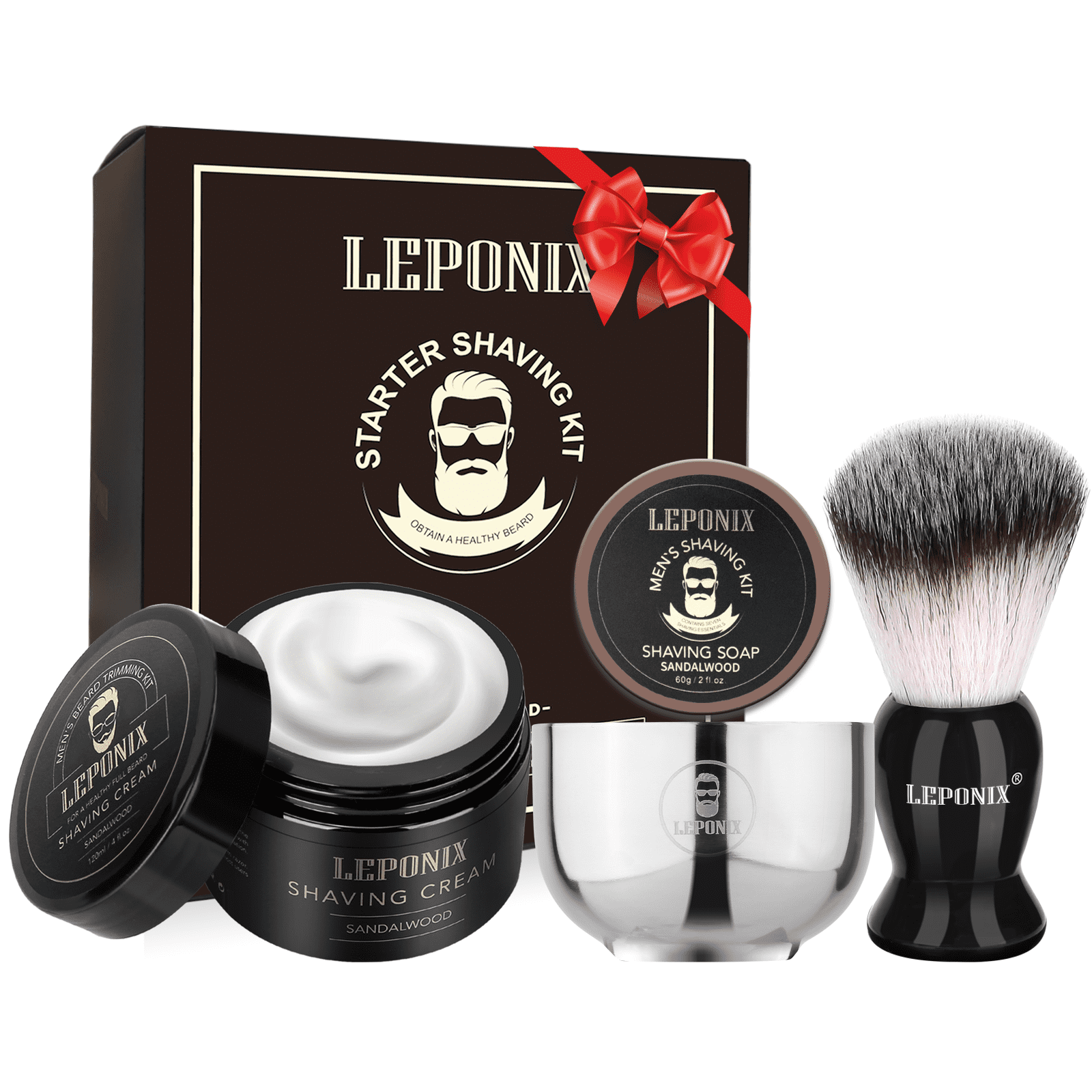 Shaving Kit for Men,Mens Shaving Kit include Sandalwood Shaving Cream, Shaving Soap, Shaving