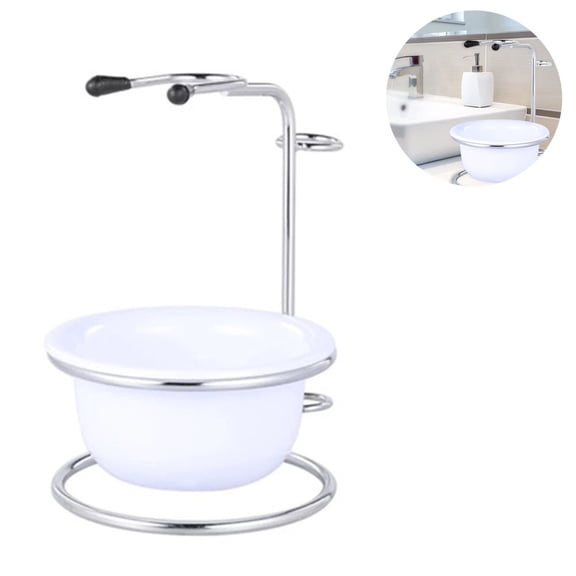 Shaving Stand and Bowl Set Stainless Steel Razor Brush Holder Shaving Soap Bowl Mug for Men Beard Remover