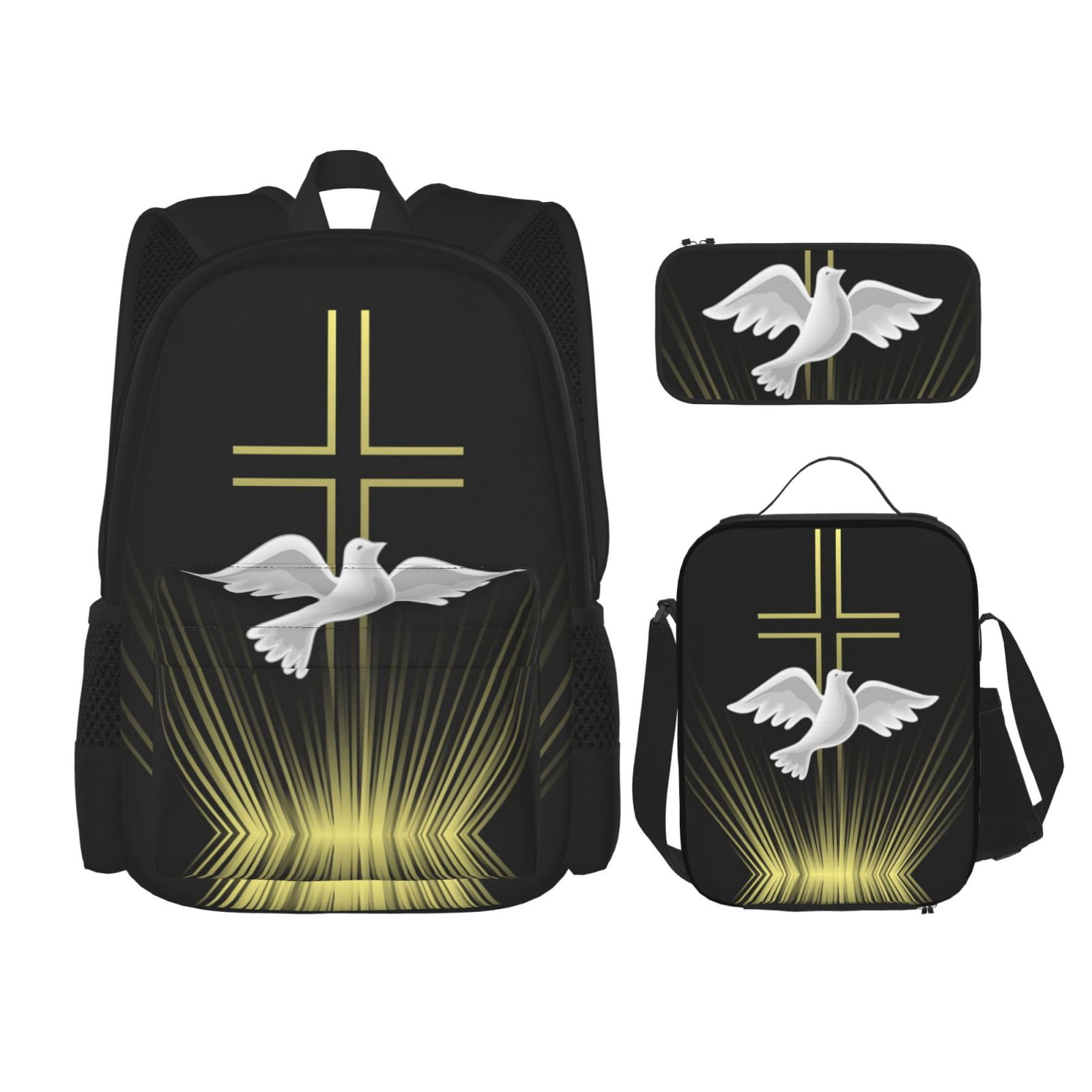 Shavout Pentecost Backpack Insulated Lunch Bag Pencil Case Makeup Bag Three Piece Set For Work Office Laptop Picnic Camping Travel
