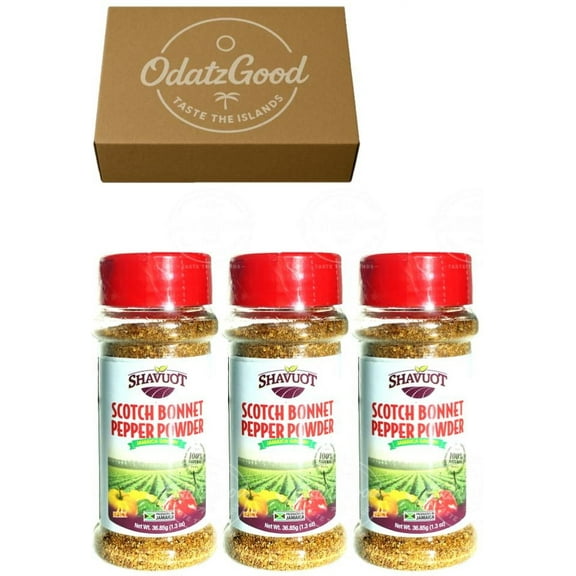 Shavuot Scotch Bonnet Powder 1.3oz (36.85g) 3-Pack Product of Jamaica Curated & Packaged by ODatzGood
