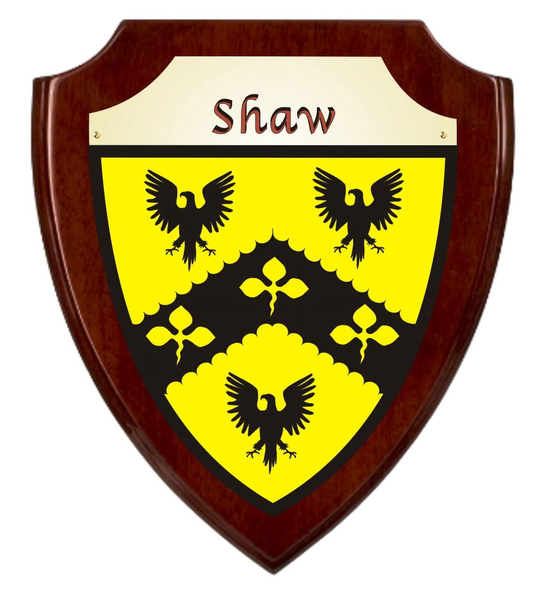 Shaw Irish Coat of Arms Shield Plaque - Rosewood Finish