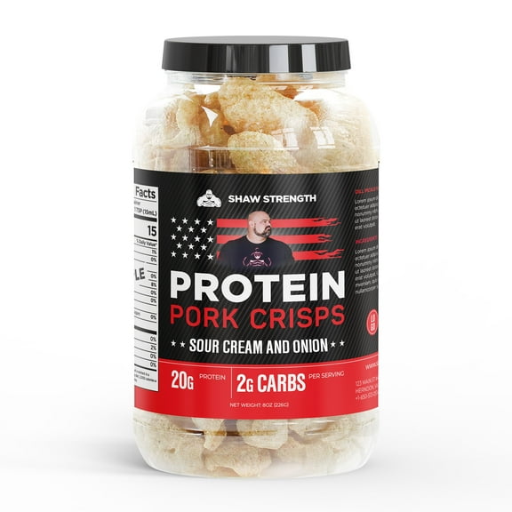 Shaw Strength Protein Pork Rinds (Sour Cream, 8oz); Developed for Worlds Strongest Man Brian Shaw, Keto-Friendly, High Protein, No Carb, All-Natural Crisps Fried in Coconut Oil