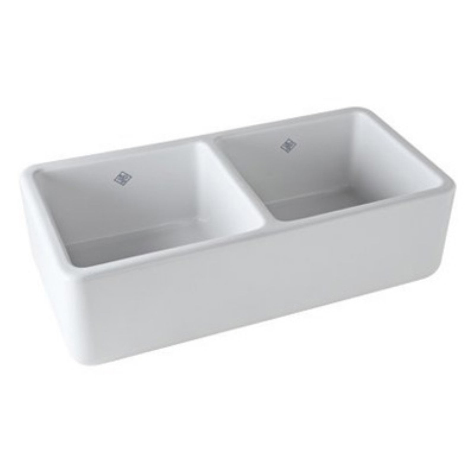 Lancaster 37" White Double Bowl Fireclay Farmhouse Sink