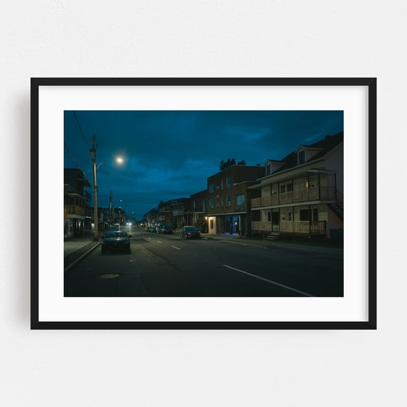 Shawinigan Streets 01 - Shawinigan Québec Canada Photography Street Photography Nightlife Architecture City Night Sky Scenic Black Framed Wall Art Print 5 x 7 inches