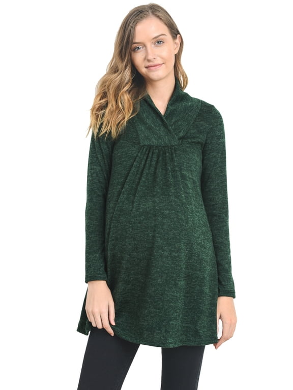 Shawl Collar Maternity Knit Tunic Sweater