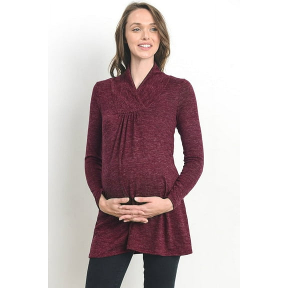 Shawl Collar Maternity Knit Tunic Sweater