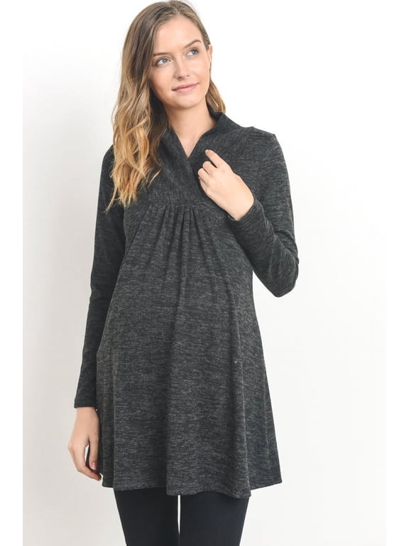 Shawl Collar Maternity Knit Tunic Sweater