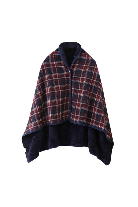 Shawl Poncho Throw with Buttons for Men Women Spring And Winter Functional Nap Cover Blanket Thick Lazy Blanket Shawl Warm Wrap Jacket Red One Size