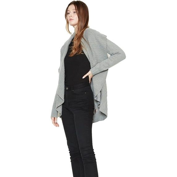 Shawl Wrap Vest Multiple Wear 5 in 1,Draped, Bundle with Belt Charcoal Shimmer