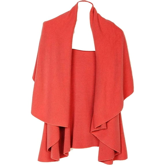 Shawl Wrap Vest Multiple Wear 5 in 1,Draped, Bundle with Belt Cherry