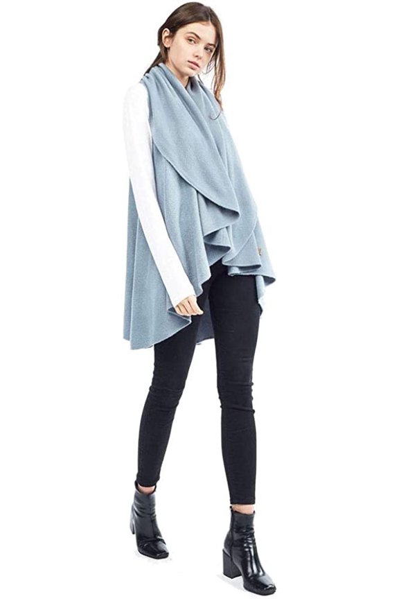 Shawl Wrap Vest Multiple Wear 5 in 1,Draped, Bundle with Belt Dusky