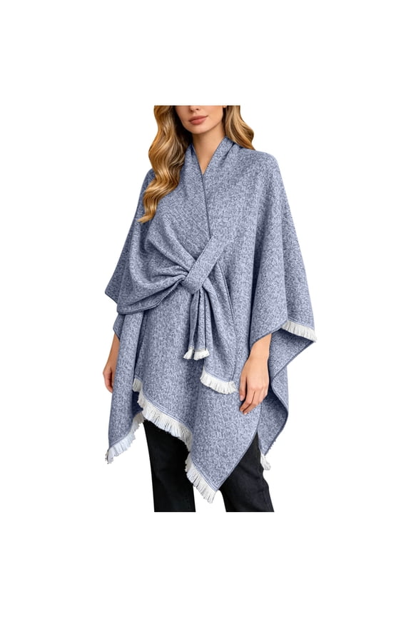 Shawl Wraps For Women, Open Front Tassel Fringe Poncho Scarf, Autumn & Winter Casual Elegant Cape Blanket Cardigan Coat