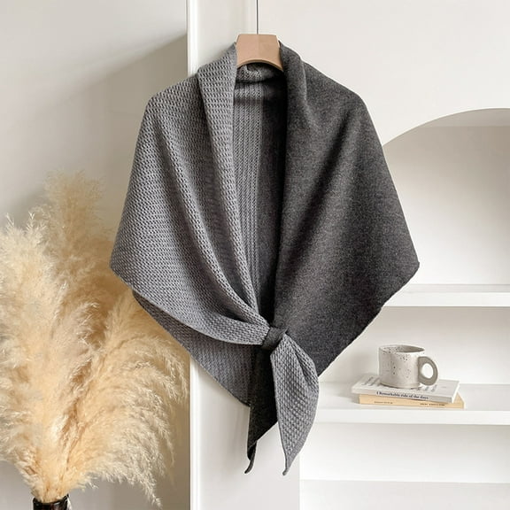 Shawl Wraps For Women Pashmina Wraps Knitted Wool Shawls Sweater Shawl Scarf Shrug Cardigan Dark Gray Free