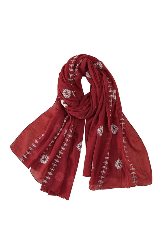 Shawl Wraps For Women Women Fashion Thin Plain Embroidered Cotton And Linen Long Scarf