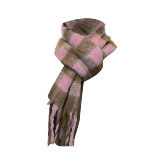Shawl Wraps For Women Women Woven Knitted With Colourful Check Pattern And Long Thick Fringes Warm Winter Scarf