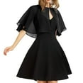 thumbnail image 1 of Shawl Wraps for Women LSQii Sunscreen Chiffon Open Front Shirt with Button Lightweight Solid Color Mesh Poncho Spring Summer Pullover Outdoor Outfit Black, 1 of 2
