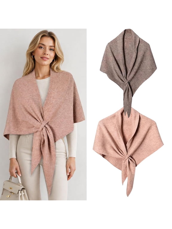 Shawl Wraps Women , Solid Color Sweater Shawl Wrap Cardigan Knotted Shoulder Knitted Soft Blanket Scarves for Women Gifts