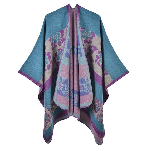 Shawl Wraps for Women Travel Plaid Shawl Open Front Poncho Cape Warm Oversized Sweaters Casual Cardigan Shawls For Fall Winter Womens Wraps and Shawls