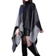 thumbnail image 1 of Shawl Wraps for Women Travel Plaid Shawl Open Front Poncho Cape Warm Oversized Sweaters Casual Cardigan Shawls For Fall Winter Womens Wraps and Shawls, 1 of 4
