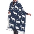 thumbnail image 1 of Shawl Wraps for Women - Aesthetic reindeer moose navyblue Oversized Fall Winter Fashion Blanket Scarf for Women, 1 of 6