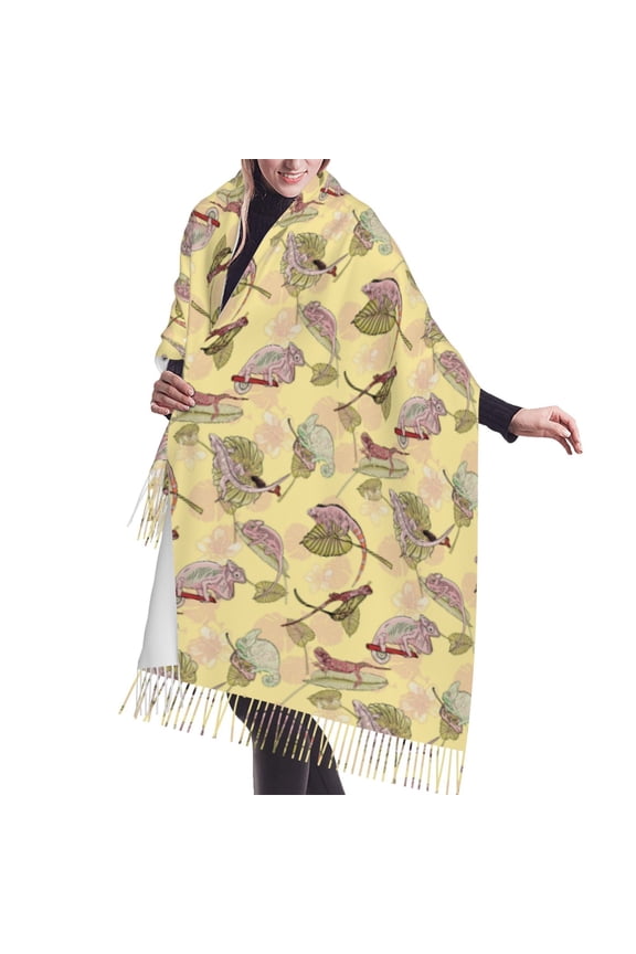 Shawl Wraps for Women - Artistic Cute Lizard Chameleon Oversized Fall Winter Fashion Blanket Scarf for Women