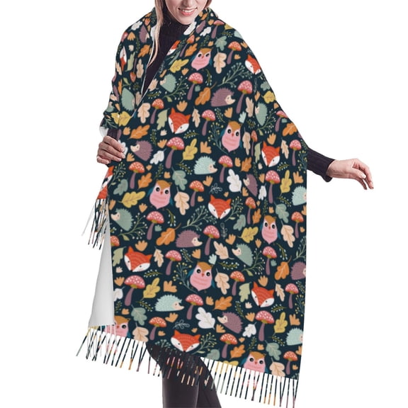 Shawl Wraps for Women - Autumn Forest Oversized Fall Winter Fashion Blanket Scarf for Women
