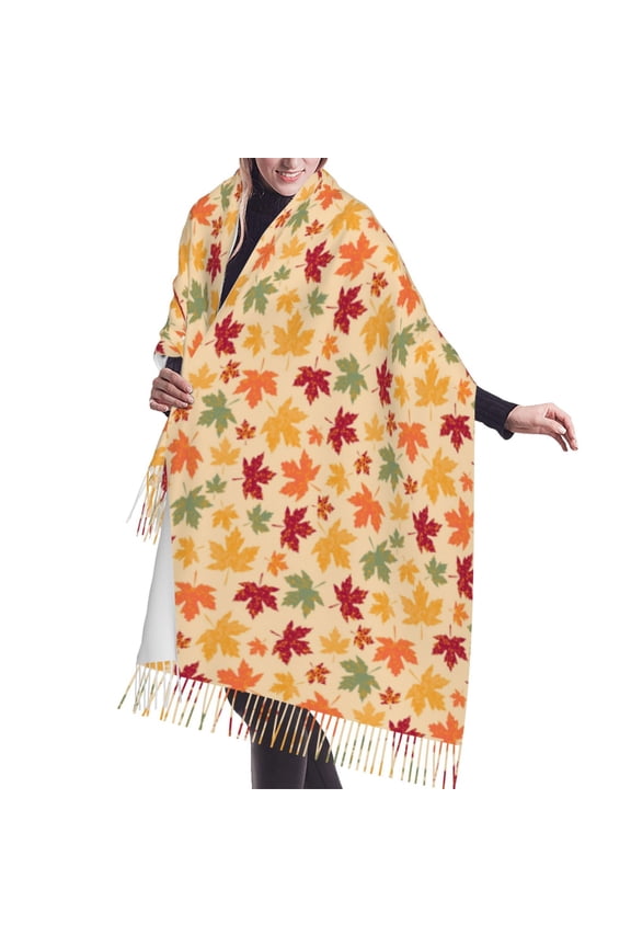 Shawl Wraps for Women - Autumn Maple Leaves Oversized Fall Winter Fashion Blanket Scarf for Women