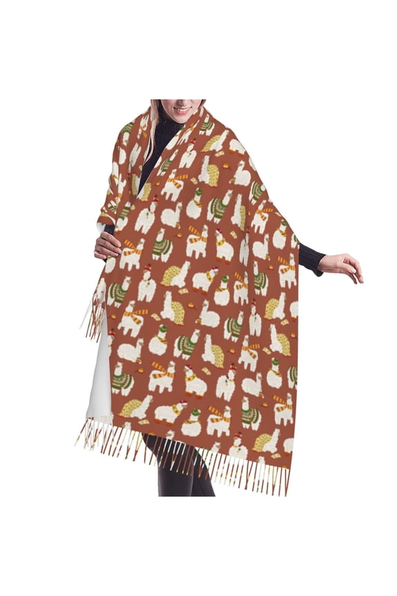 Shawl Wraps for Women - Autumnal Cute Alpaca Brown Oversized Fall Winter Fashion Blanket Scarf for Women