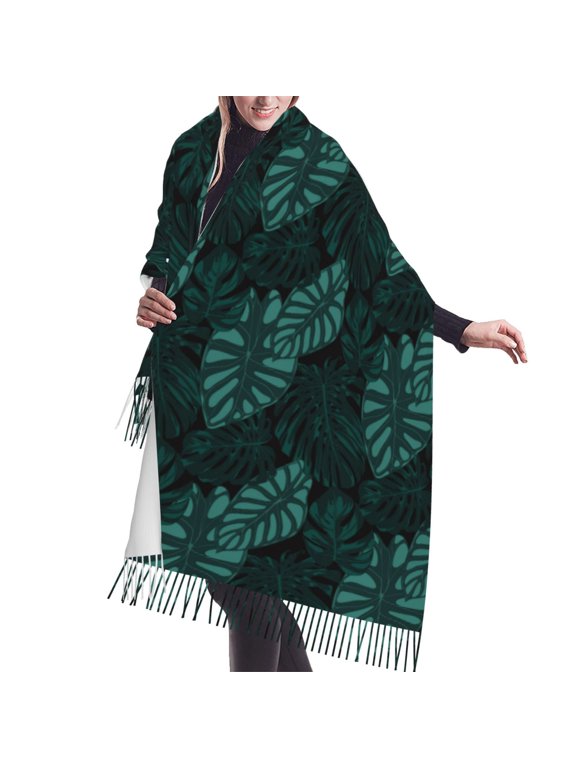 Shawl Wraps for Women - Banana leaves green_A Oversized Fall Winter Fashion Blanket Scarf for Women