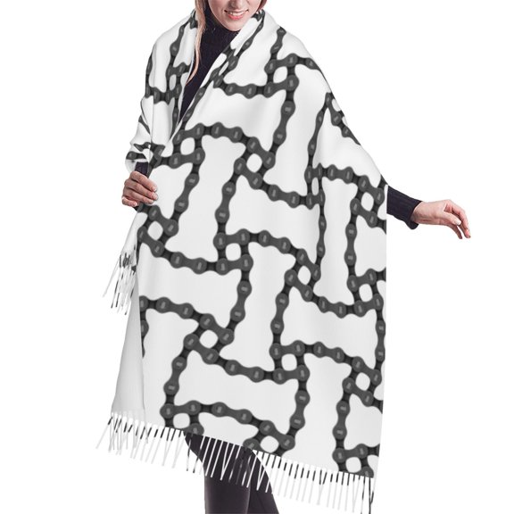 Shawl Wraps for Women - Bike chains Pattern Antique Oversized Fall Winter Fashion Blanket Scarf for Women