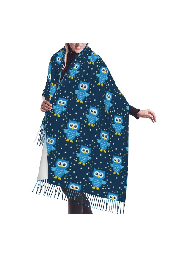 Shawl Wraps for Women - Blue Owl Oversized Fall Winter Fashion Blanket Scarf for Women