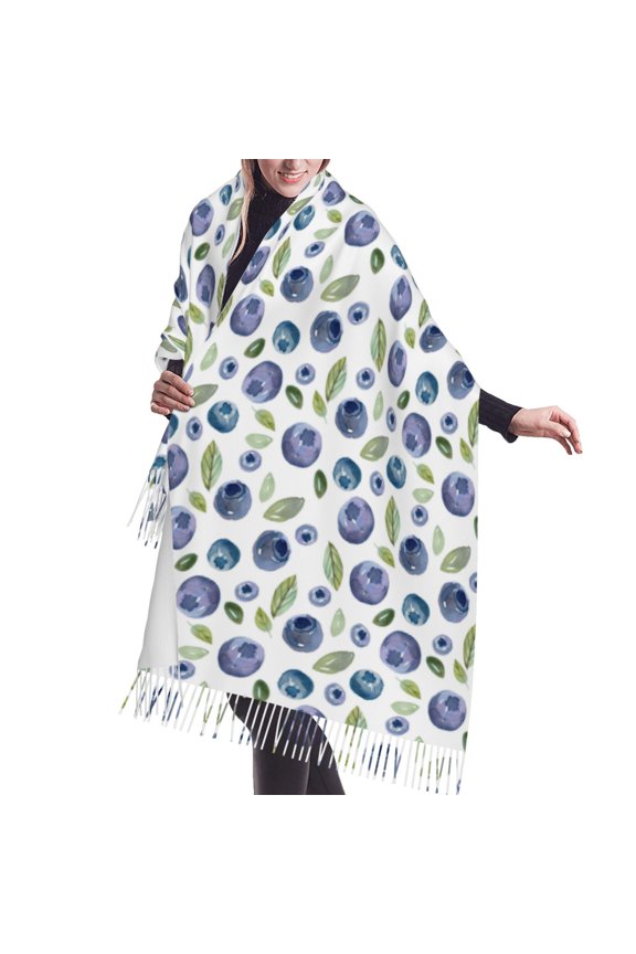 Shawl Wraps for Women - Blueberries funny Oversized Fall Winter Fashion Blanket Scarf for Women